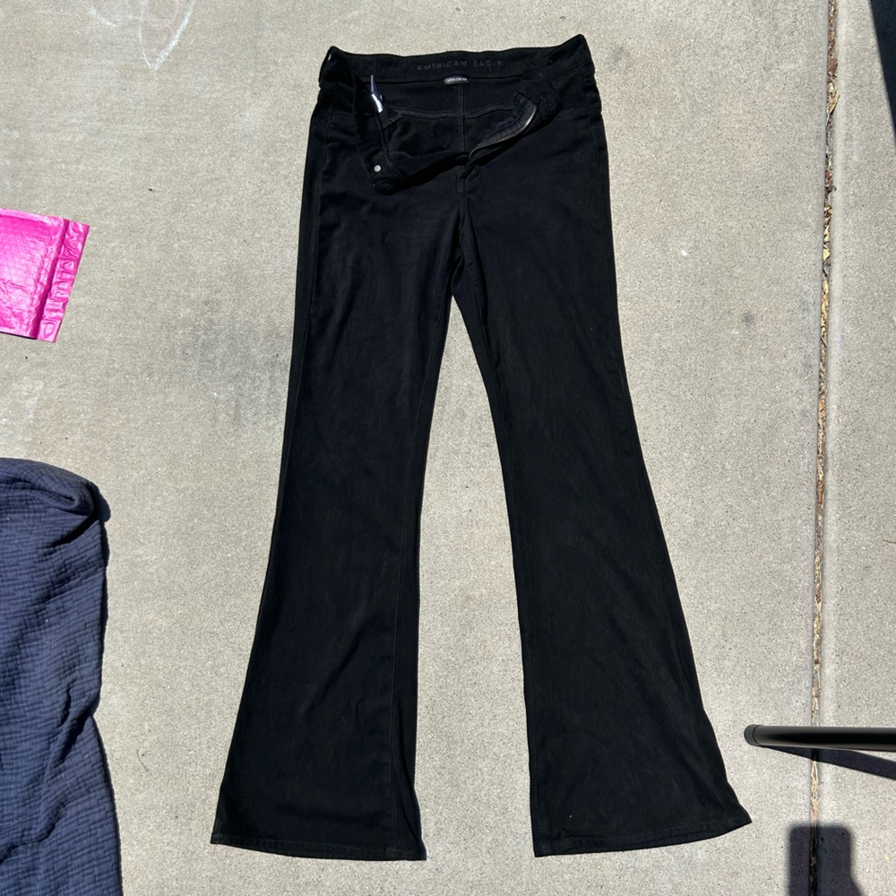 AE Faux suede flare hi rise pants